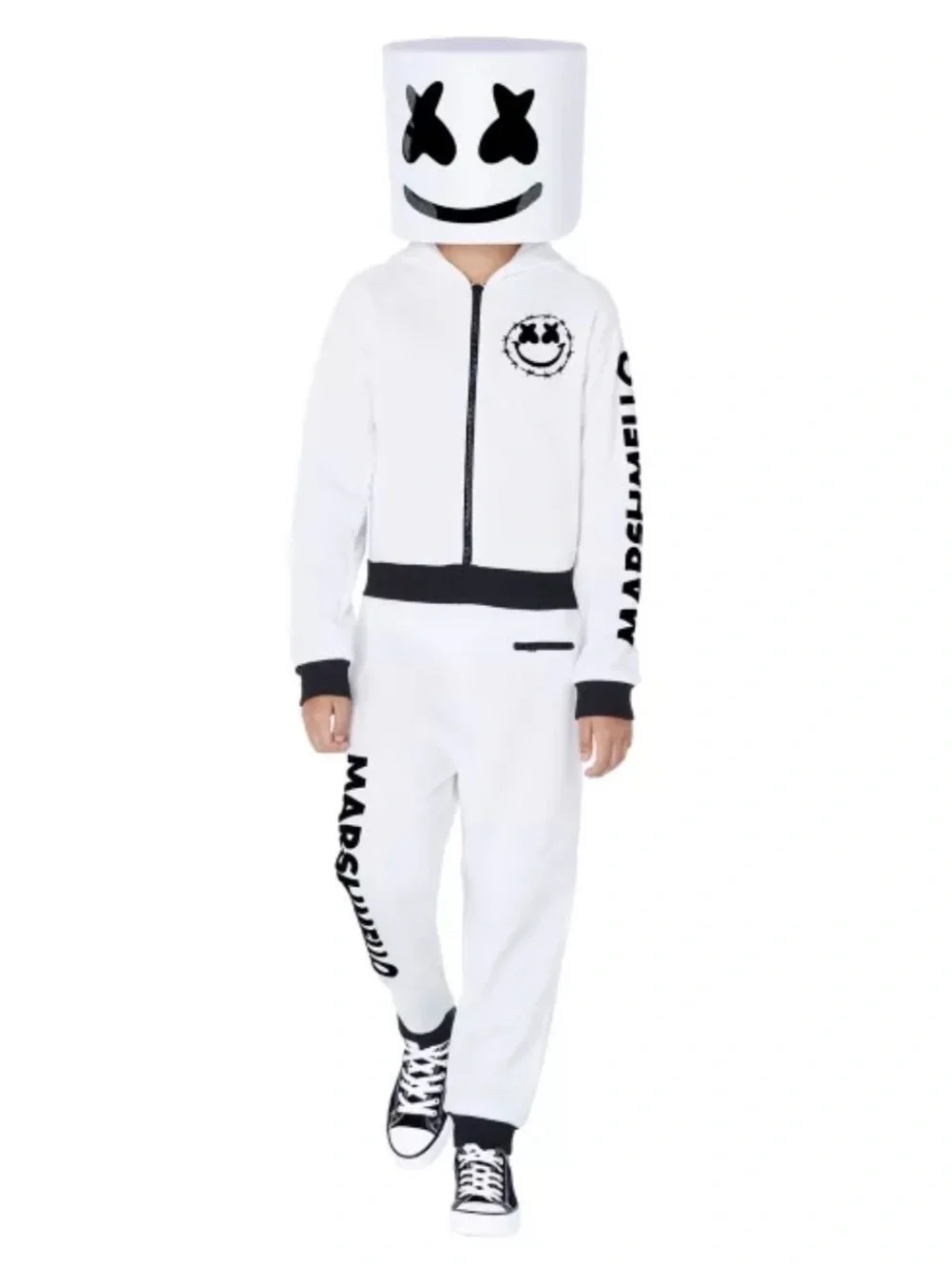 NWT - Kids White Marshmello Logo Jumpsuit Costume - Size: Small (4-6Y)